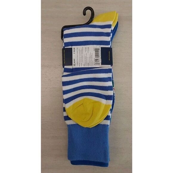 Polo Ralph Lauren Mens Crew Socks Polo Paradise Print Blue 2-Pair Sz XL 13-16 - Picture 2 of 8